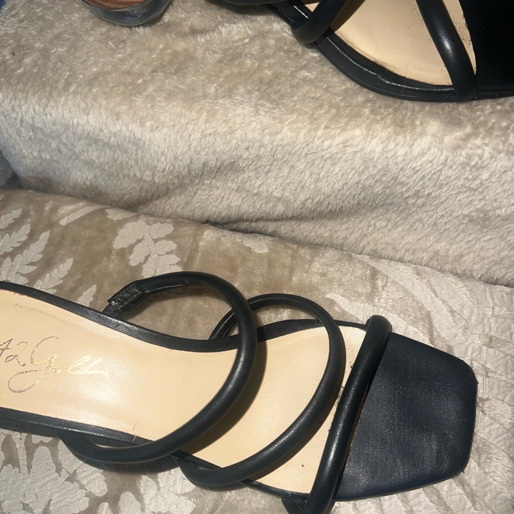 42 GOLD Black Strappy Heels - Picture 5 of 7